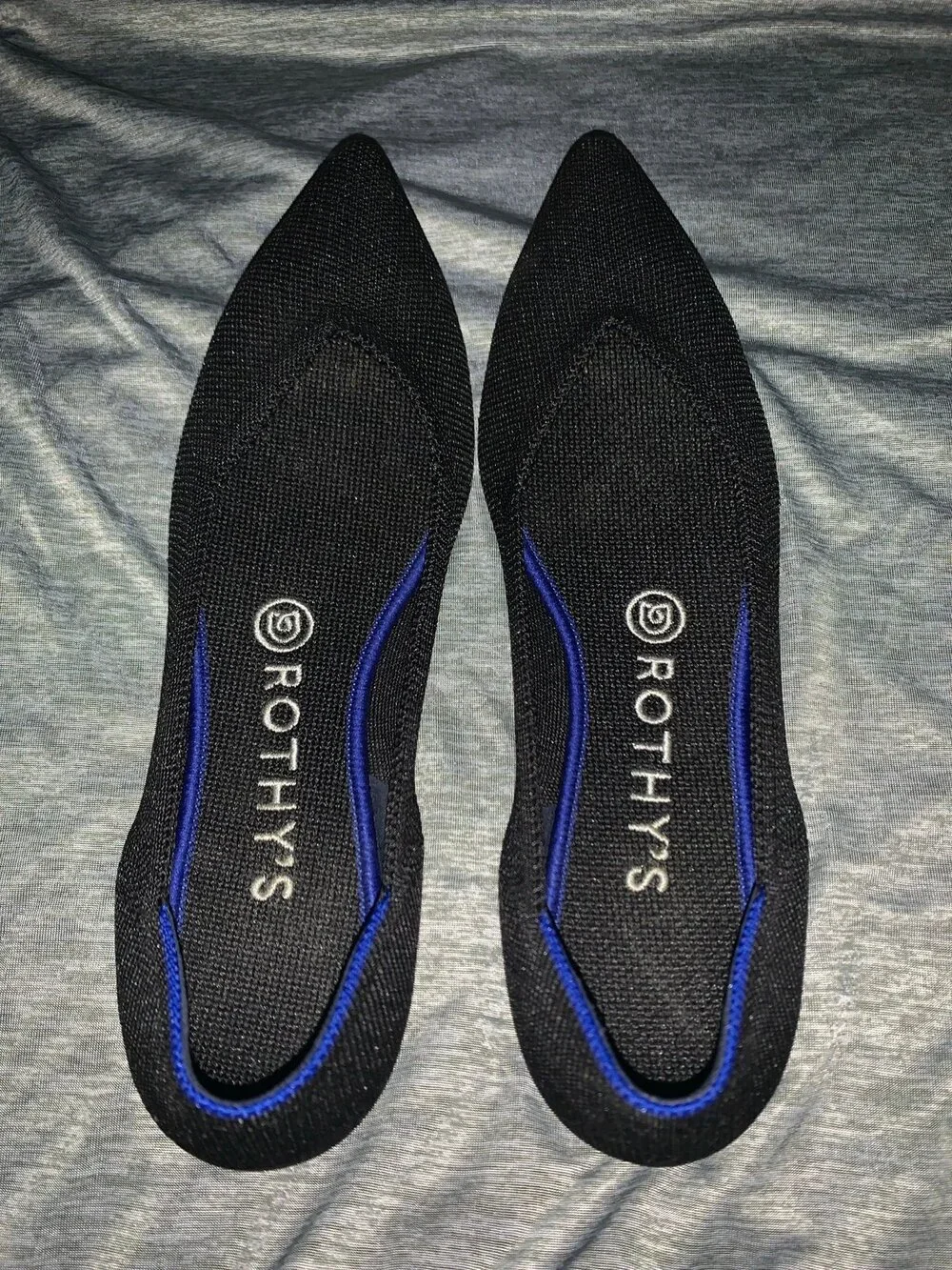 Women’s Rothy’s The Point Black Ballet Flats Shoes Size 8 EU 38.5
